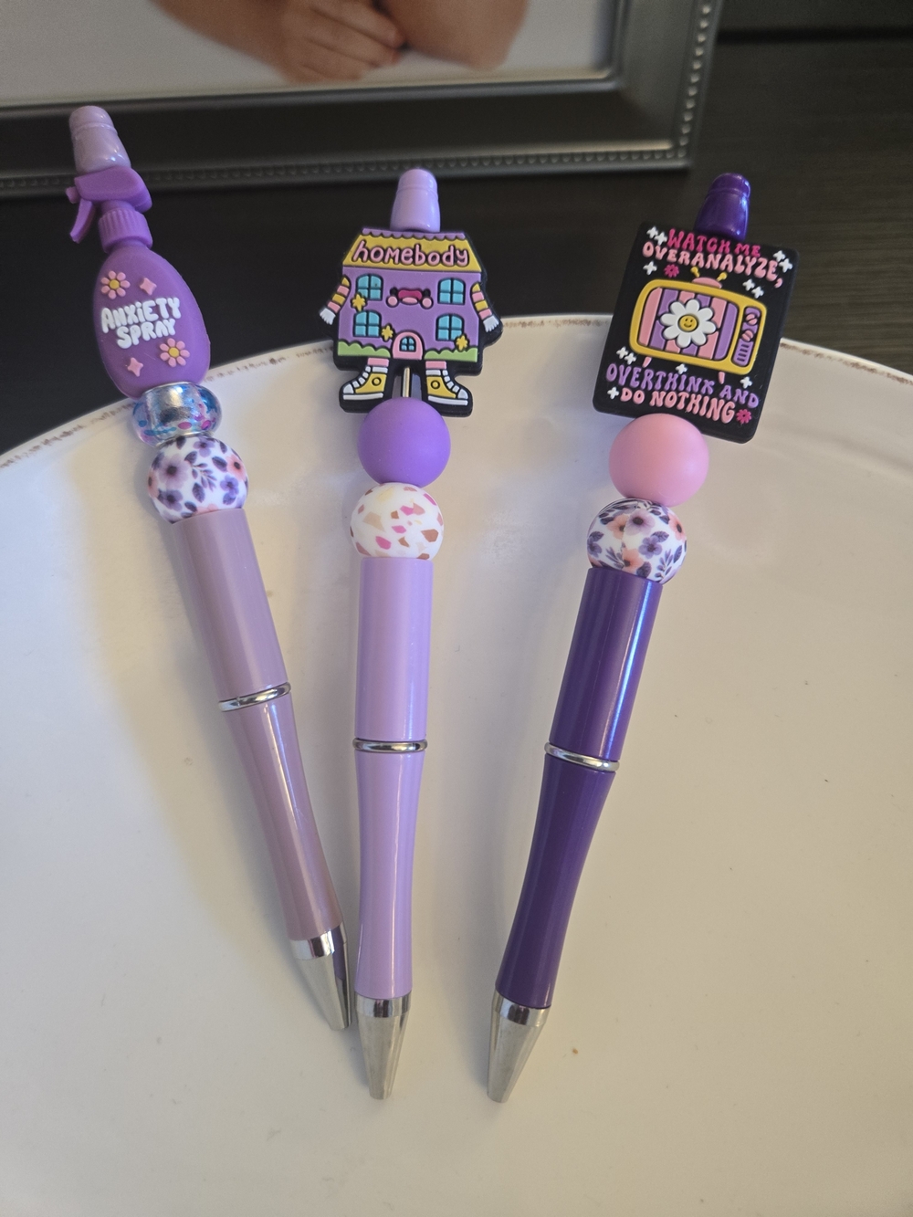 Purple Decorative Gel Pen Set with Charming Toppers - 3 Pack Neurodivergent Pens